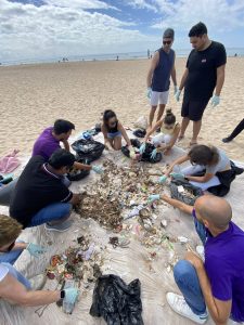 Sorting the trash into recycable categories